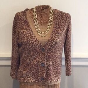 Chaps Leopard Print Sweater